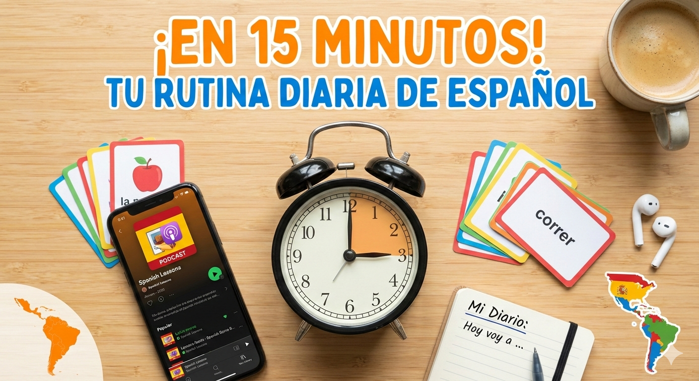 ¿Sin tiempo para el español? Tu rutina de 15 minutos para avanzar sin estrés ⏳🚀